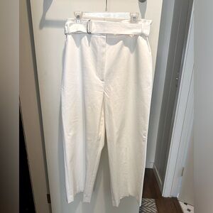 St. John belted high waisted cream pants size 16